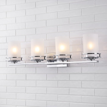 Fairfax Metal/Frosted Glass Contemporary Glam LED Vanity Light - JONATHAN Y
